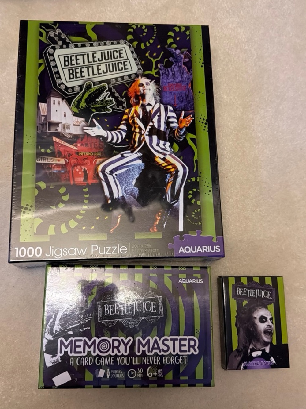 Aquarius Beetlejuice Puzzle & Card Game Set - Green/Black/Purple